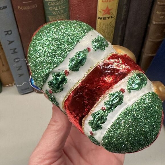 Fitz and Floyd Vintage Christmas Stocking w Toys Glass Ornament 2 Sided Tree Dec - Picture 6 of 8